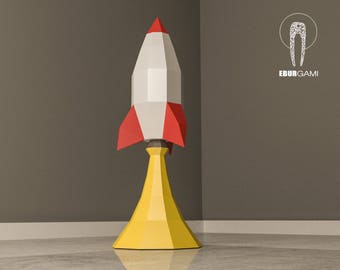 Rocket  Papercraft 3D, Paper Craft Rocket Launch, Rocket Ship, Low Poly Rocket, Spaceship, Desk Decor, DIY Mask, Printable, PDF Template