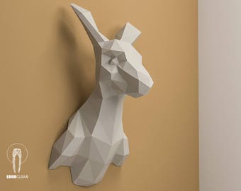 Kangaroo DIY Trophy Head, Kangaroo Papercraft, Animal 3D Head, Instant Download, DIY Low Poly, Camel PDF Template, Eburgami, 3D Papercraft