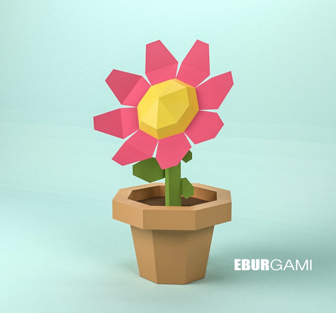 Papercraft Flower, 3D Flower, Build Your Own, DIY Flower, Low Poly ...