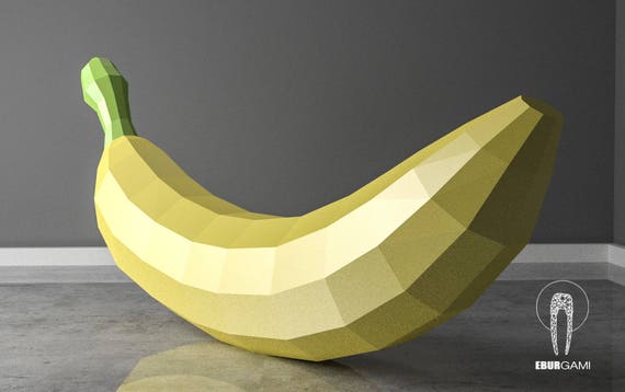 banana papercraft xxl fruit 3d fruit paper craft low poly etsy