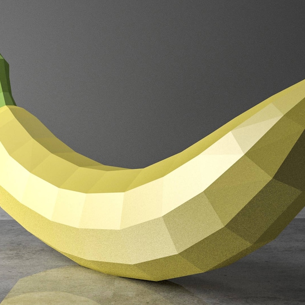 Banana Papercraft, XXL Fruit 3D, Fruit Papercraft, Low poly Banana 3D, Lowpoly Maske, model papercraft, DIY Lowpoly, DIY Papierskulptur