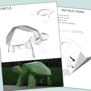 Turtle 3D, 3D Papercraft, 3D Template, Sculpture Decor, Paper Turtle, Gift Party, DIY Papercraft 3D, Eburgami image 3