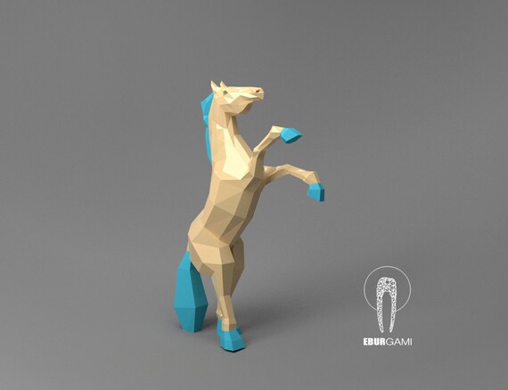 Low Poly Horse Model Xxl Papercraft Horse Origami Horse Create Your Own 3d Wild Horse Eburgami Paper Craft Horse Animal Head