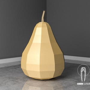 Pear Papercraft, XXL Fruit 3D, Fruit Paper Craft, Low poly Apple, pattern, Lowpoly Mask, model papercraft, DIY lowpoly, DIY paper sculpture