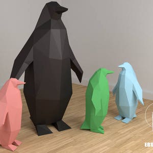Pingüino Lowpoly DIY, Plantilla de pingüino DIY, Eburgami, Modelo de pingüino 3D, 3Dpapercraft, Escultura de papel, Regalo de pingüino, Decoración de arte de pared