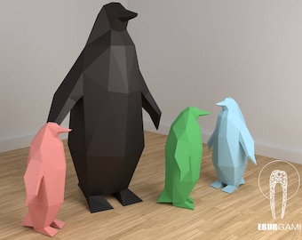 DIY Lowpoly Penguin, DIY Penguin Template, Eburgami , 3D Penguin Model, 3Dpapercraft, Paper Sculpture, Penguin Gift, Wall Art Decor