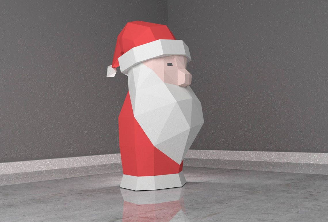 Low Poly XXL DIY Santa Claus Papercraft, Create Your Own 3D Paper Craft ...