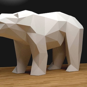 Bear Papercraft XXL, 3D Papercraft, Build Your Own, Low Poly Paper Sculpture Origami PDF Download DIY gift, Wall Decor home Decor office image 1