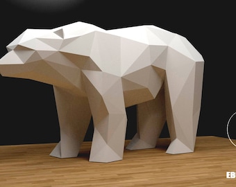 Bear Papercraft XXL, 3D Papercraft,  Build Your Own, Low Poly Paper Sculpture Origami PDF Download (DIY gift, Wall Decor home Decor office)
