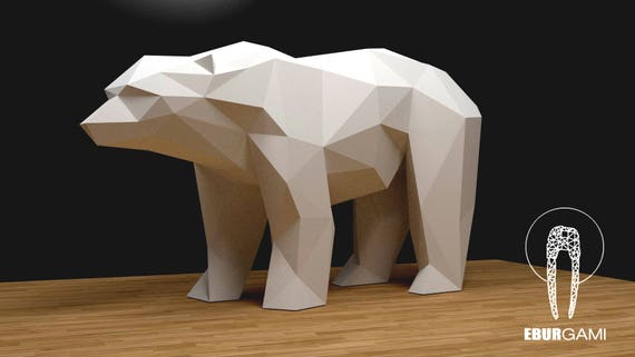 Bear Papercraft Xxl 3d Papercraft Build Your Own Low Poly Paper Sculpture Origami Pdf Download Diy Gift Wall Decor Home Decor Office