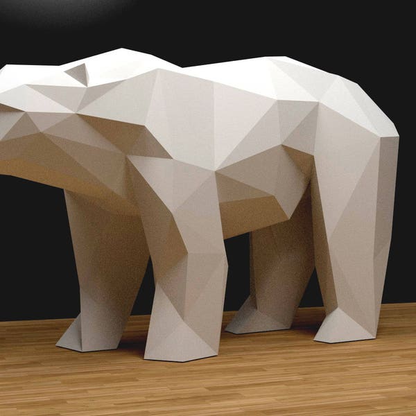 Bear Papercraft XXL, 3D Papercraft,  Build Your Own, Low Poly Paper Sculpture Origami PDF Download (DIY gift, Wall Decor home Decor office)