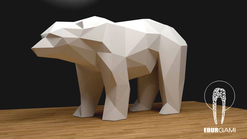 Bear Papercraft XXL, 3D Papercraft, Build Your Own, Low Poly Paper Sculpture Origami PDF Download DIY gift, Wall Decor home Decor office image 1