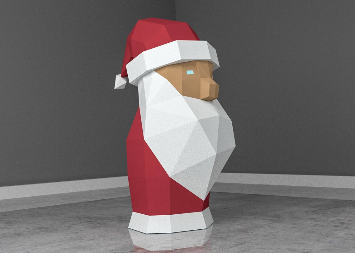 Low Poly XXL DIY Santa Claus Papercraft, Create Your Own 3D Paper Craft ...