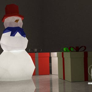 Low Poly XXL DIY Snowman Papercraft Lámpara, Crea tu propia artesanía de papel 3D Regalo de Navidad Máscara de bricolaje Low Poly, Lámpara Origami Snowman, Eburgami