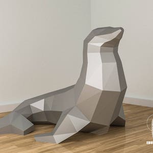 Low Poly Seal Model, Create Your Own 3D, Papercraft Seal, Origami Seal, DIY SEAL, Low Poly Mask, Animal Paper Trophy,Wall hanging, Eburgami