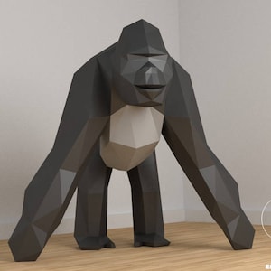 Low Poly XXL King Kong, Create Your Own 3D Papercraft Gorilla, Origami Monkey, King Kong, Gorilla 3D, Eburgami
