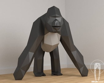 Low Poly XXL King Kong, Create Your Own 3D Papercraft Gorilla, Origami Monkey, King Kong, Gorilla 3D, Eburgami