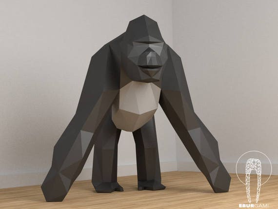 Low Poly Xxl King Kong Create Your Own 3d Papercraft Gorilla Origami Monkey King Kong Gorilla 3d Eburgami