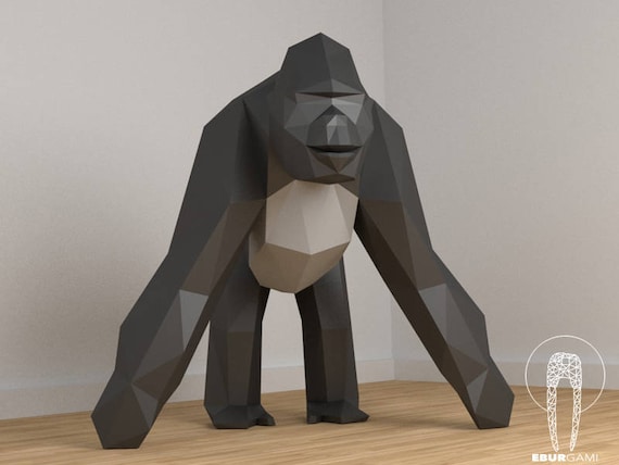 Low Poly Xxl King Kong Create Your Own 3d Papercraft Gorilla Origami Monkey King Kong Gorilla 3d Eburgami