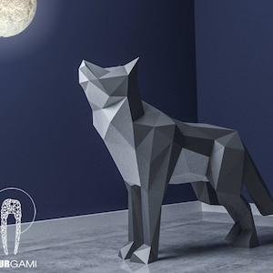 Papercraft Wolf XXL, 3D Papercraft - Build Your Own Low Poly Paper Sculpture from PDF Download (DIY gift, Wall Decor for home and office)