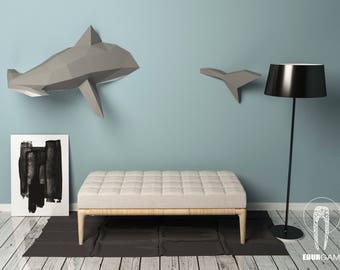Hammerhead Shark Papercraft, 3D Papercraft - Build Your Own Low Poly Paper Sculpture  PDF Download DIY gift, Wall Decor for home - Eburgami