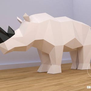 Rhino Papercraft XXL, Crea tu propio Rhino 3D, Pdf Papercraft, Rhino, Animal de papel, Red Rhino, Eburgami, Origami, Plantillas de Papercraft