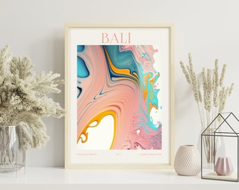 Retro Gradient Poster, Bali Print, Travel Poster, Retro Wall Art, Digital Download, Dorm Wall Decor, Energy Poster