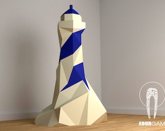 Lighthouse Papercraft Art, Home Decor, 3D lowpoly Lighthouse Model, DIY Paper Art, Digital Download, PDF Printable Template Download, Print