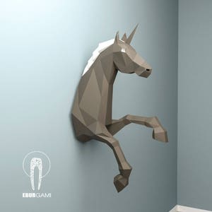 Unicorn Papercraft, 3D Papercraft - Build Your Own Low Poly Paper Sculpture from PDF Download DIY gift, Wall Decor for home, Eburgami, Print