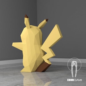 Papercraft DIY Pikachu, Pokemon Papercraft, Paper Model Art, Low Poly DIY, DIY Paper 3D Art, Diy Paper Statue, Papercrafting, Eburgami image 2