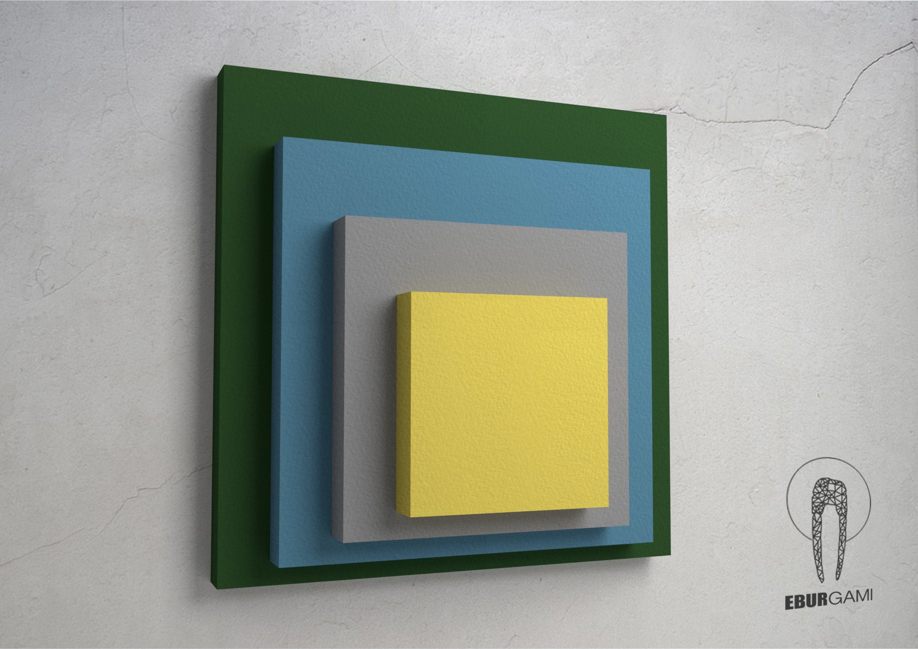 Papercraft Wall Art, 3D Josef Albers Print, Albers Papercraft DIY, template 3D, DIY Papercraft, Papercraft Head, Low Poly, Eburgami, Home