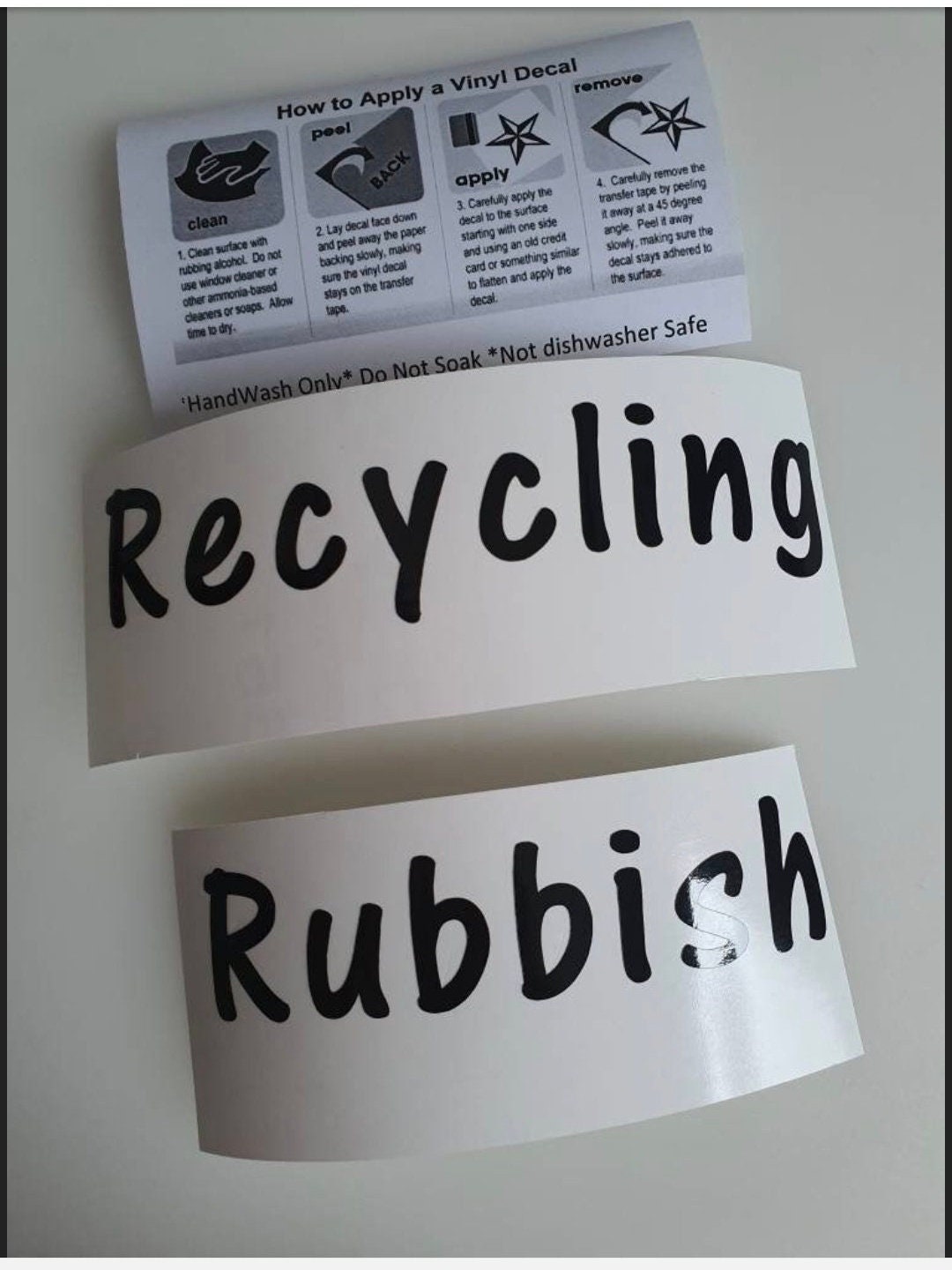 Rubish Labels Kitchen Bin Stickers Rubbish & Recycling Vinyl Labels Double Bin Custom ...