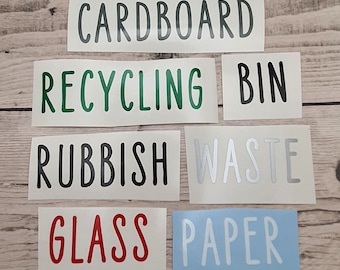 kitchen bin stickers rubbish & recycling vinyl labels double bin custom made waste label organisation