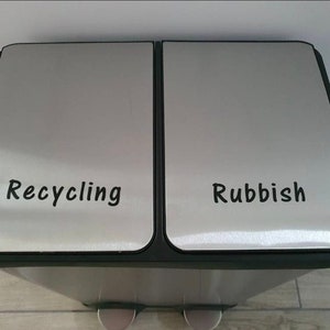 kitchen bin stickers rubbish & recycling vinyl labels double bin custom made waste label organisation
