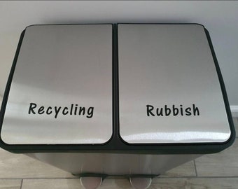 kitchen bin stickers rubbish & recycling vinyl labels double bin custom made waste label organisation