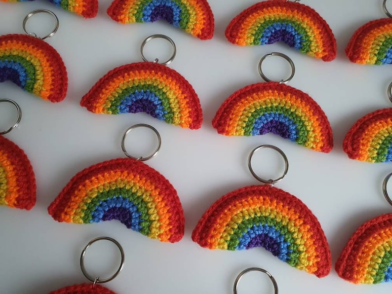 Rainbow Keyring Handmade Crochet Rainbow Gift Keyring Etsy UK