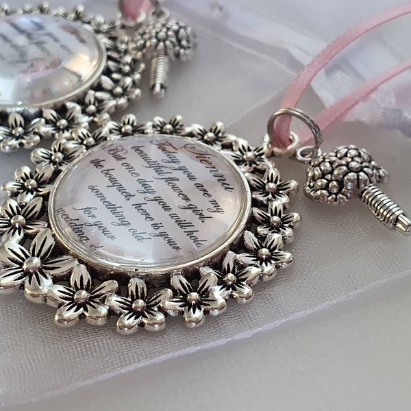 wedding personalised bouquet poem charm, bridesmaid, flower girl gift, wedding bouquet charm, bridal bouquet, something old, wedding gift
