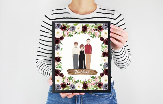 Family Portrait Cartoon Personalized Animated Family Etsy