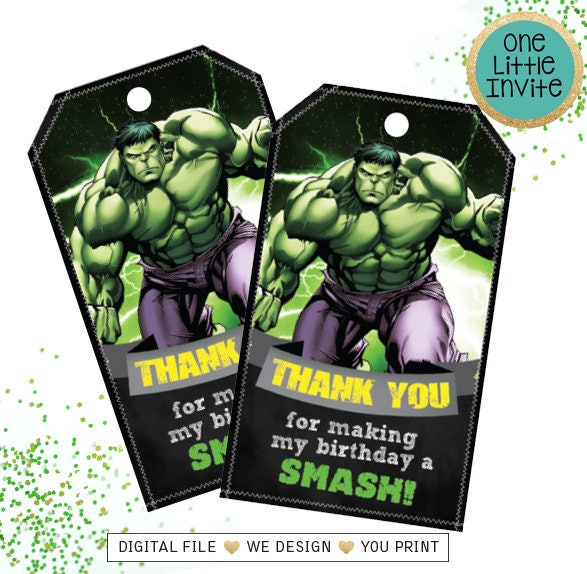 Hulk Birthday Labels  Favorite Announcements®