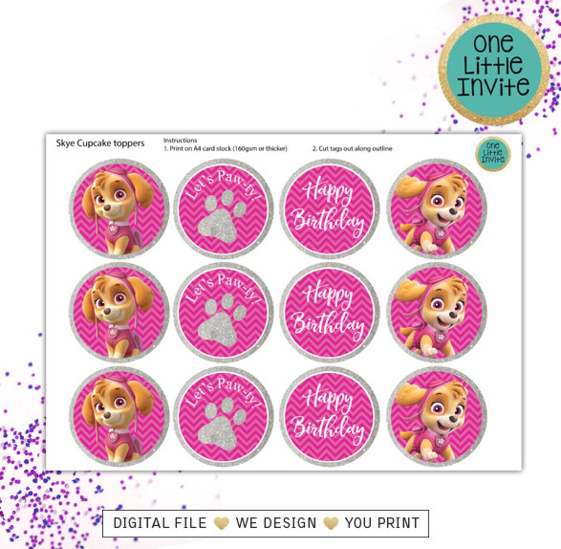 Skye Paw Patrol Cupcake Toppers // Paw Patrol Cupcake // Paw Etsy