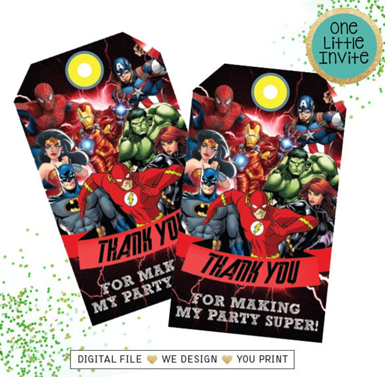 Superhero Thankyou Tags // Superhero Card // Superhero | Etsy
