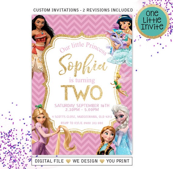 Invitation Princesse Anniversaire Princesse Disney Etsy Invitation Princesse Anniversaire Princesse Disney Etsy