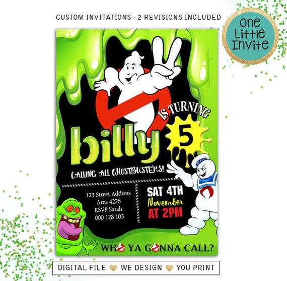 Ghostbusters Invitation Ghostbusters Birthday Etsy