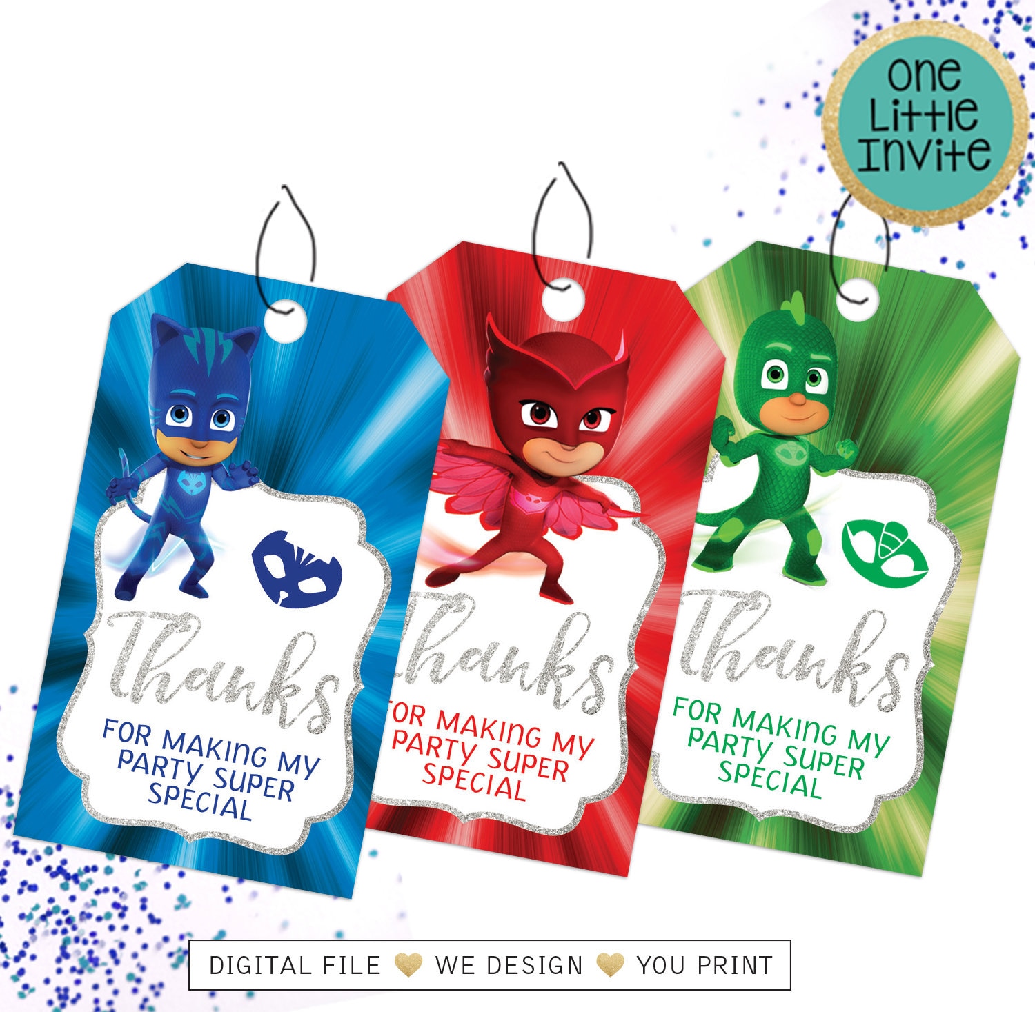 Pj masks thank you tags pj masks birthday party printable | Etsy