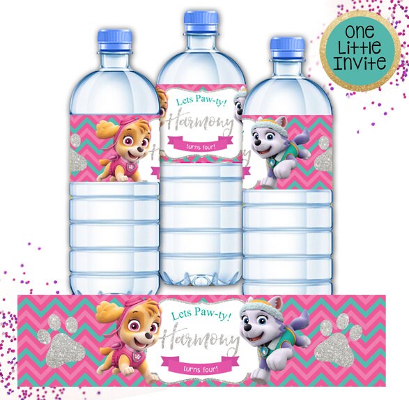 Skye and Everest Paw Patrol Drink Bottle Label // Paw Patrol ...