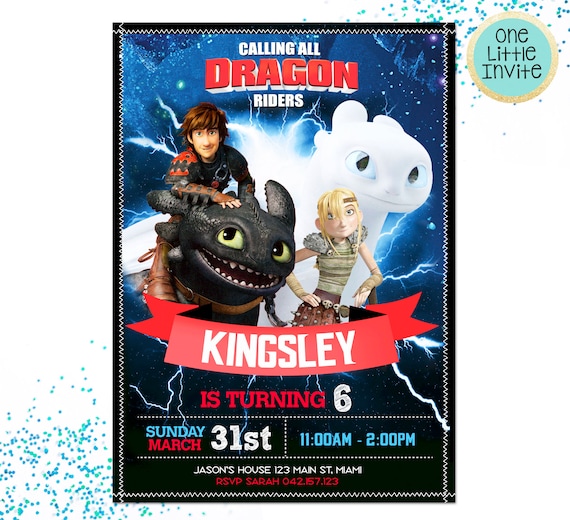 How to Train Your Dragon Invitation Toothless Dragon Birthday