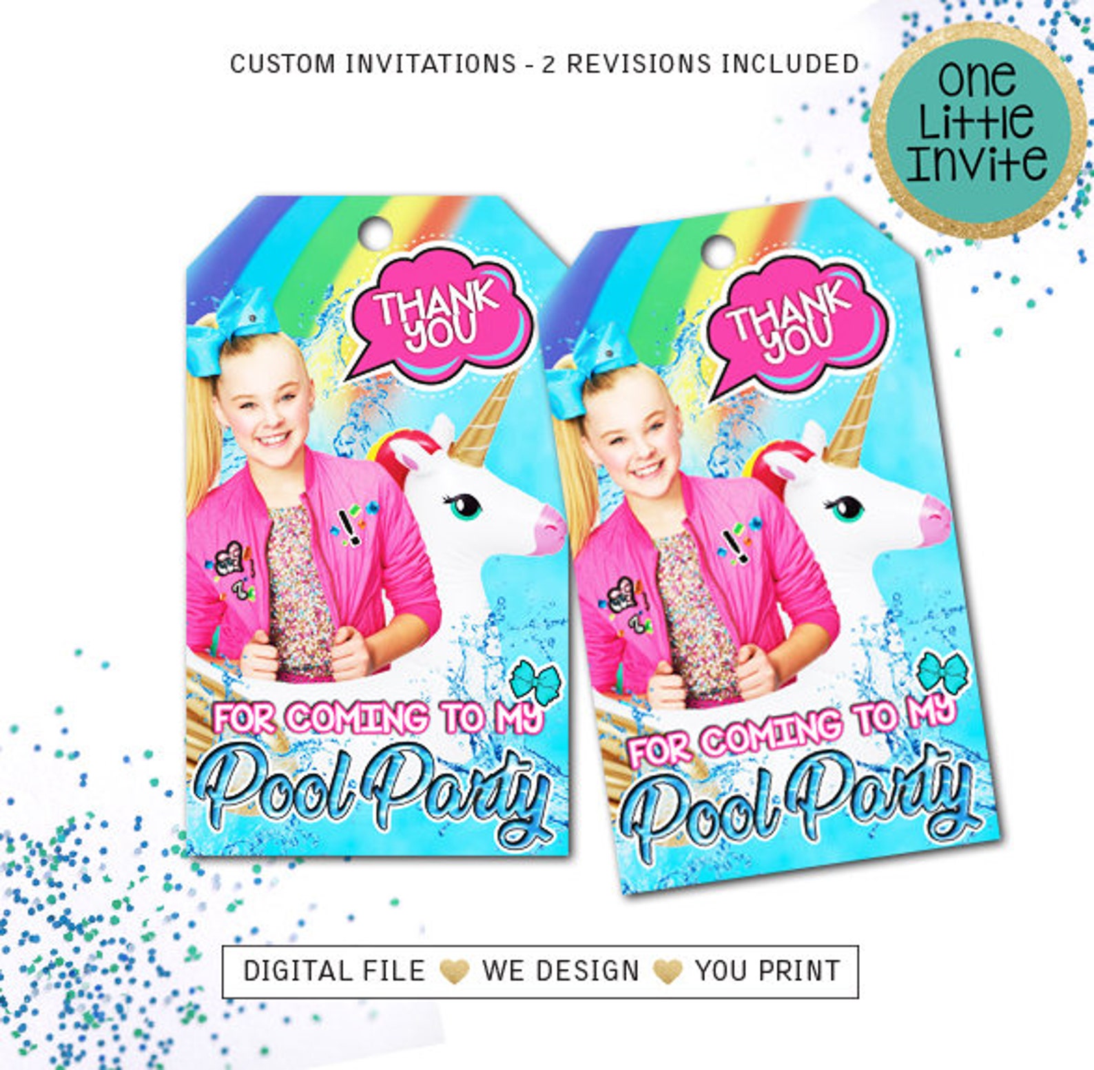 JOJO SIWA Pool Party Invite Jojo Siwa Party Jojo Siwa Pool | Etsy