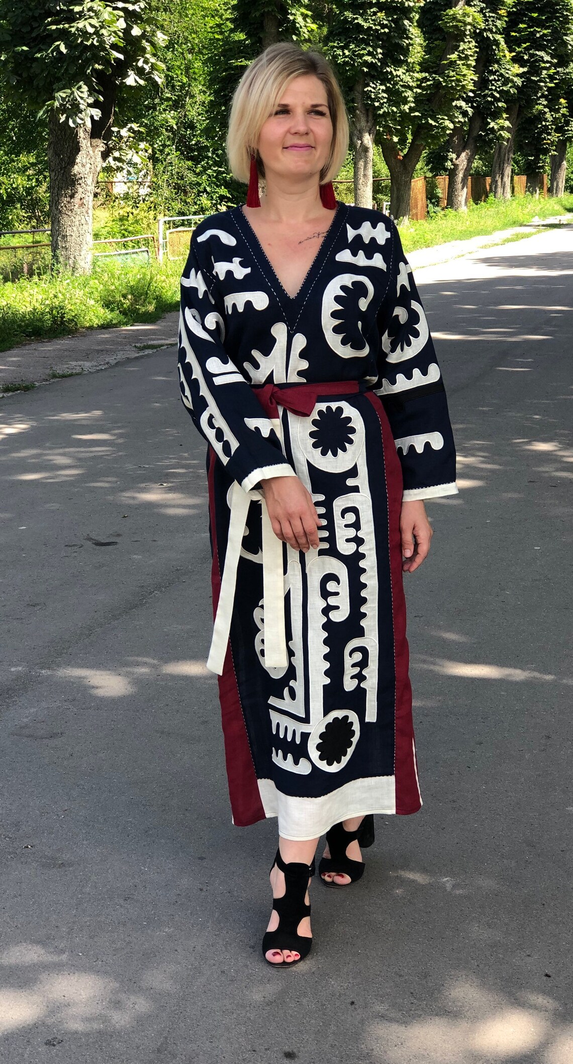 Ukrainian Embroidered Dress With Applique Plus Size Boho Etsy