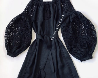Free shipping! Lux Linen Embroidered Dress "Rishelie" Ukrainian Vyshyvanka Dress Mexican Dress Kaftan Abaya, Caftan  Boho style