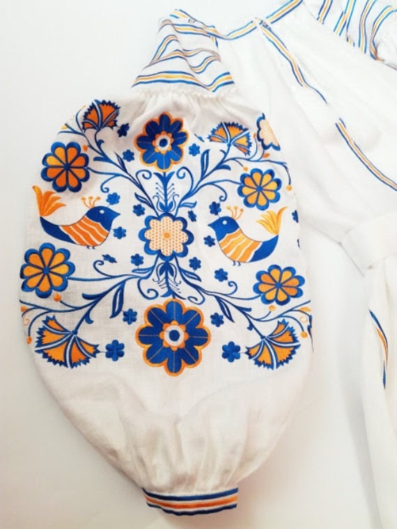 Ukrainian Boho Embroidered Women's Maxi White Dress With | Etsy
